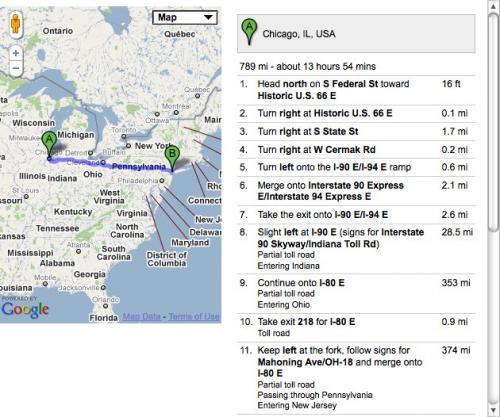 Google Maps API v3 Directions Example